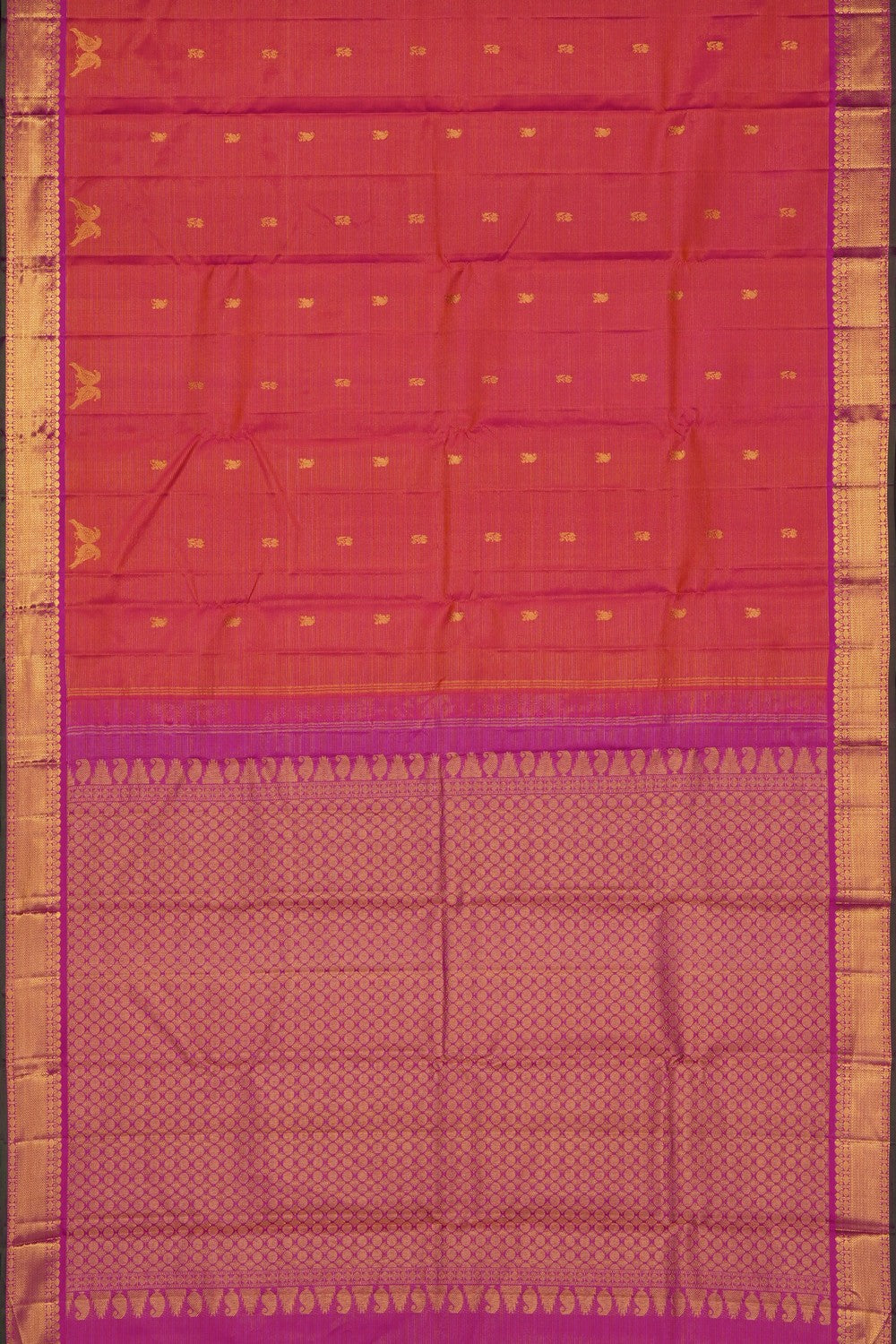 Image of Orange Arani Silk Kattam Saree