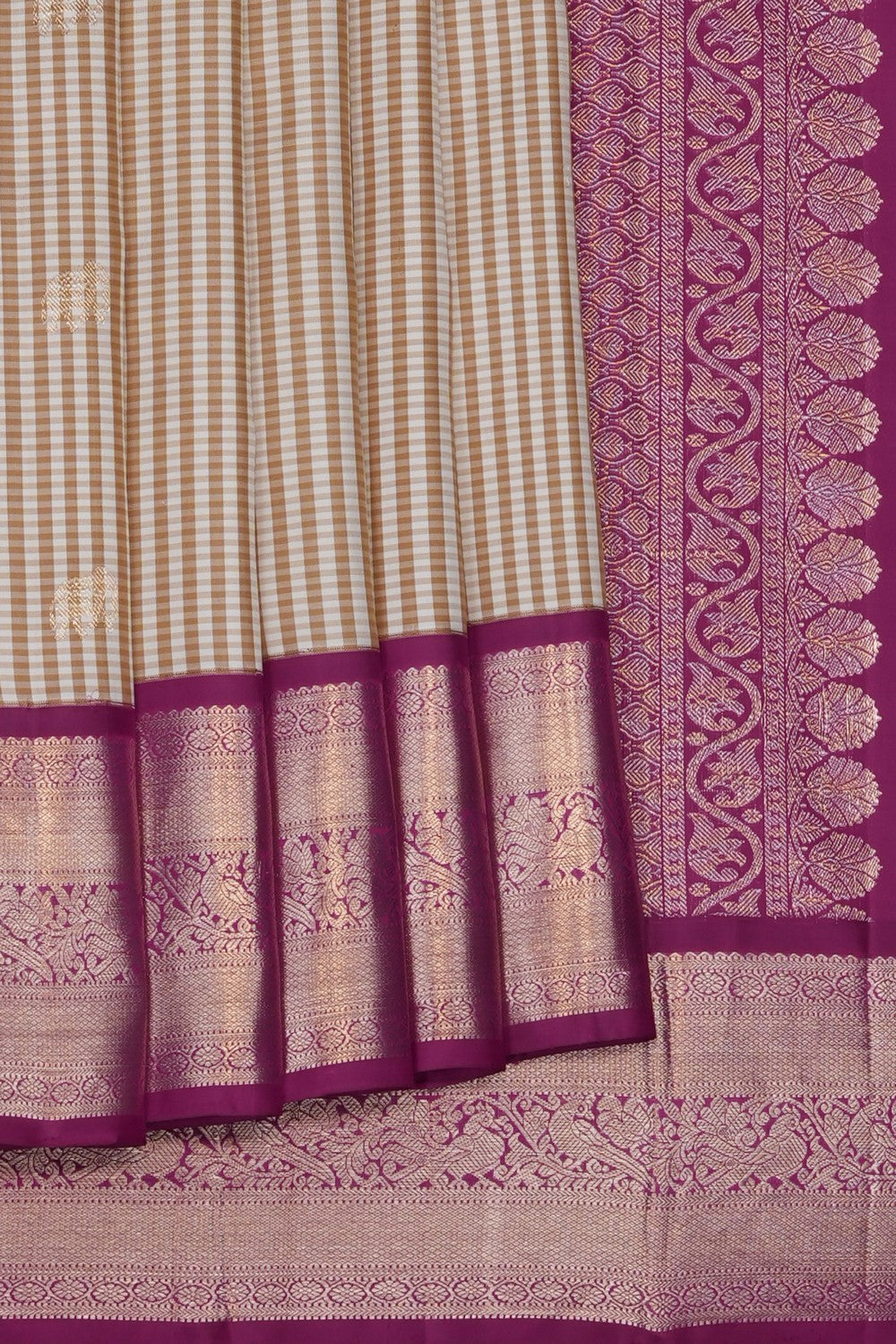 Image of Grey Arani Silk Kattam Saree