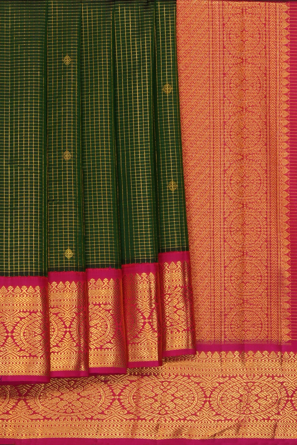 Image of Bottle-Green Arani Silk Saree