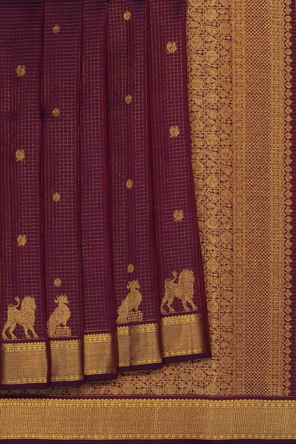 Image of Maroon Arani Silk Kattam Saree