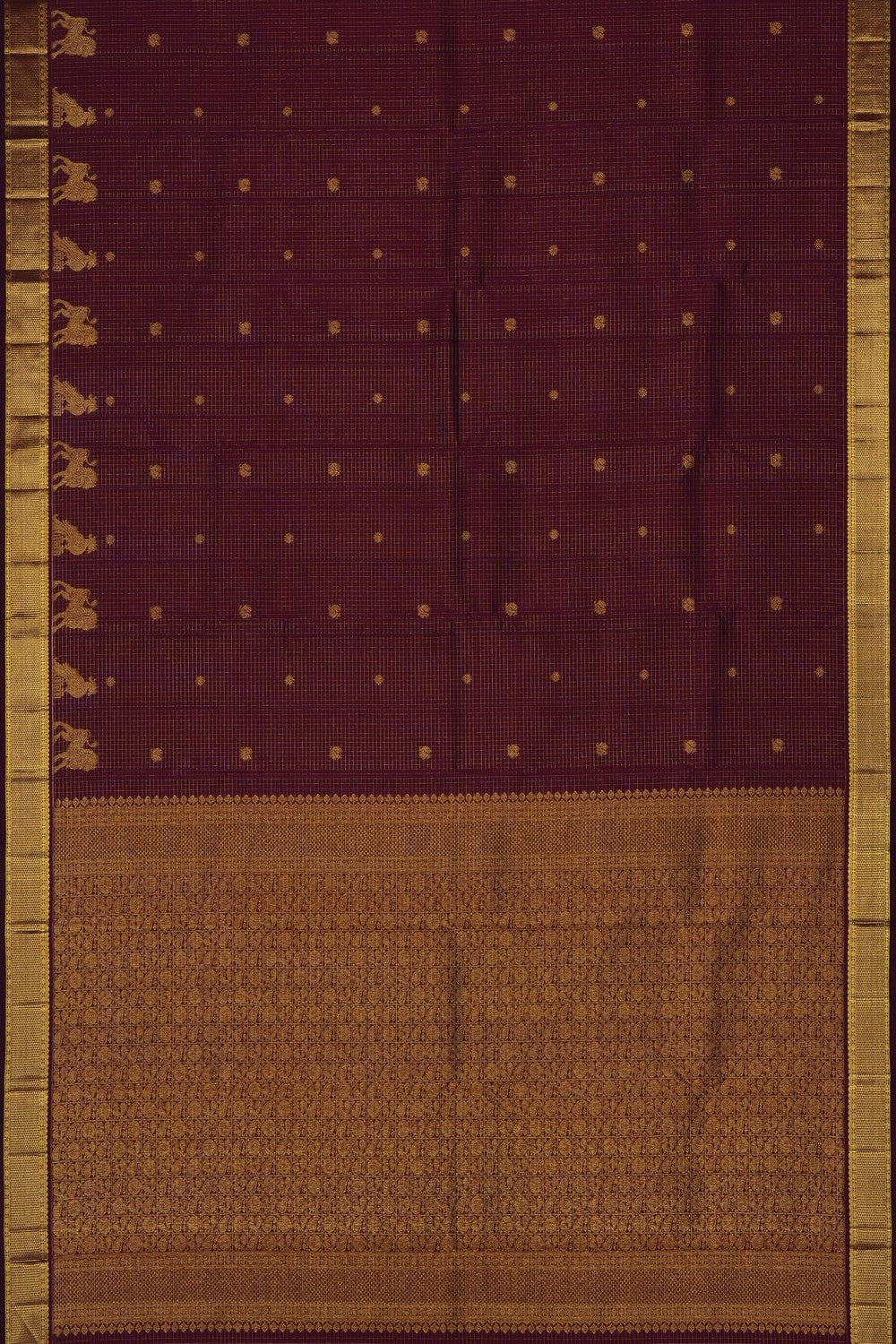 Image of Maroon Arani Silk Kattam Saree