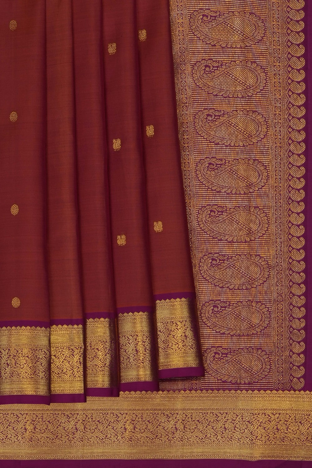 Image of Rust-Orange Kanjivaram Silk Saree