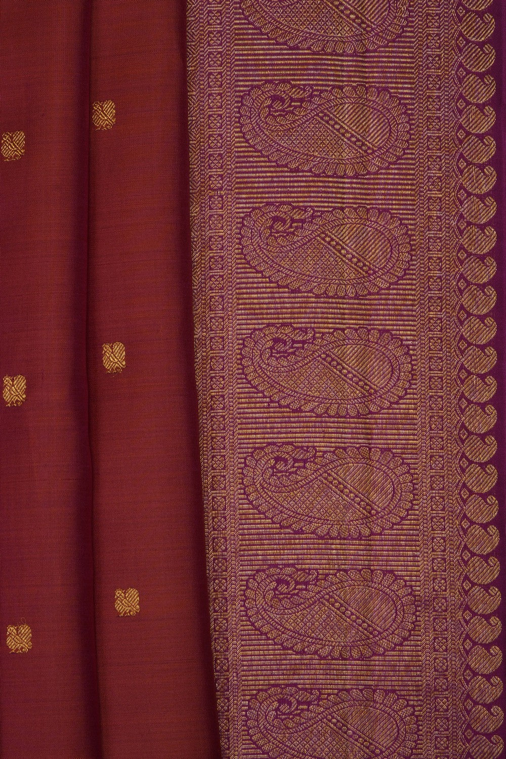 Image of Rust-Orange Kanjivaram Silk Saree