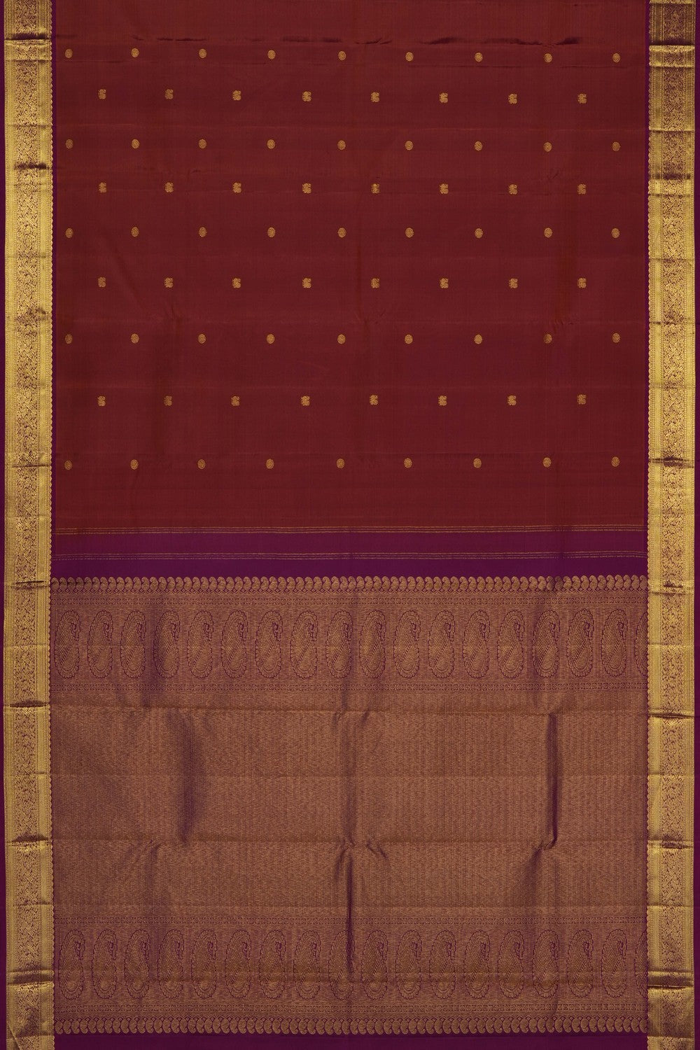 Image of Rust-Orange Kanjivaram Silk Saree