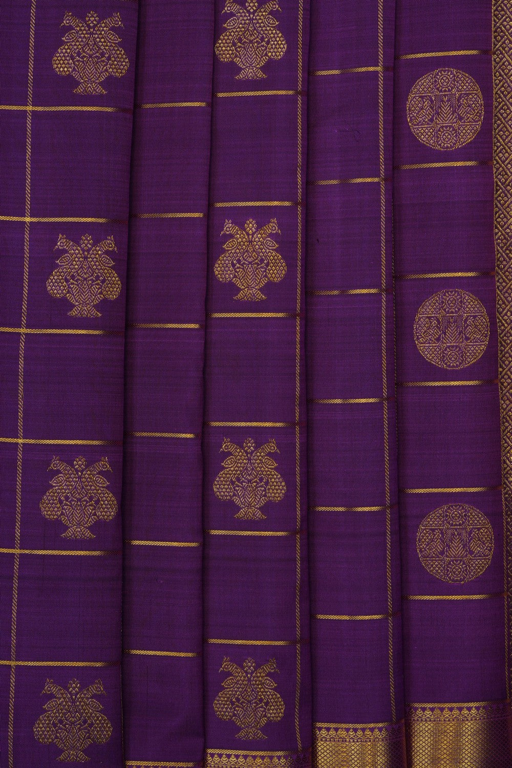 Image of Purple Kanjivaram Silk Kattam Saree