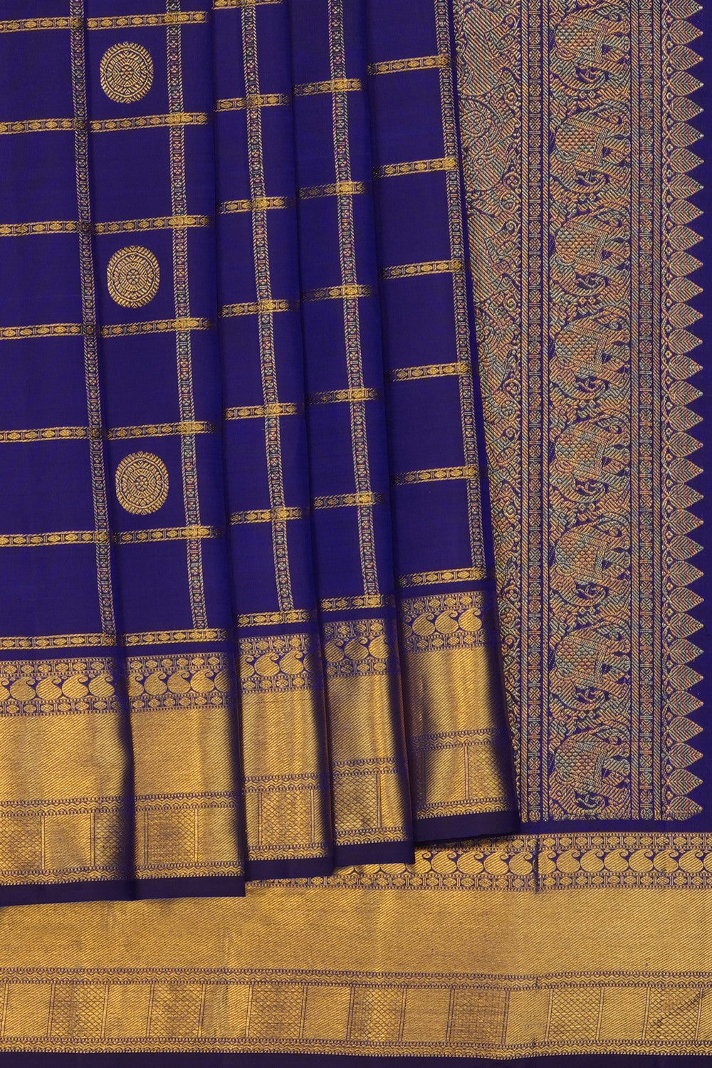 Image of Purple Arani Silk Kattam Saree