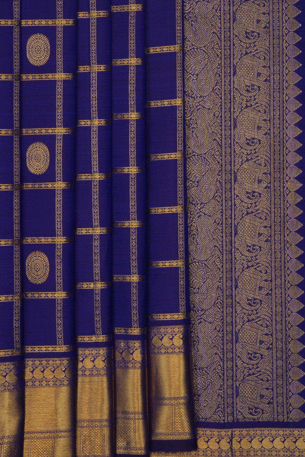 Image of Purple Arani Silk Kattam Saree