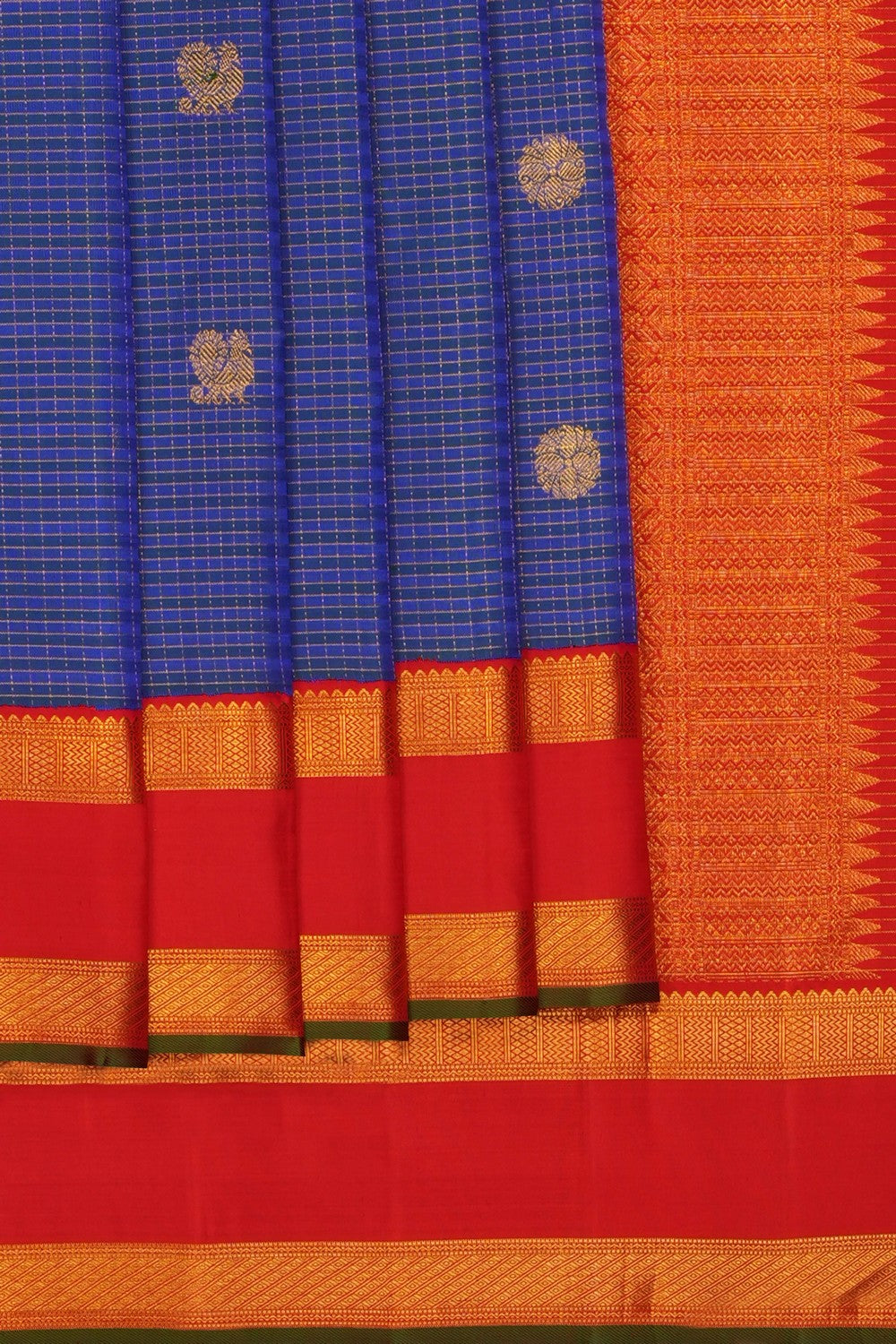 Image of Blue Arani Silk Kattam Saree