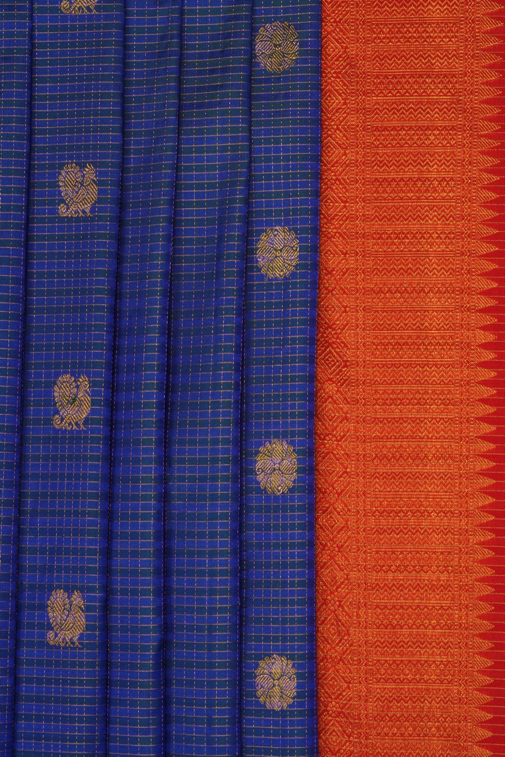 Image of Blue Arani Silk Kattam Saree