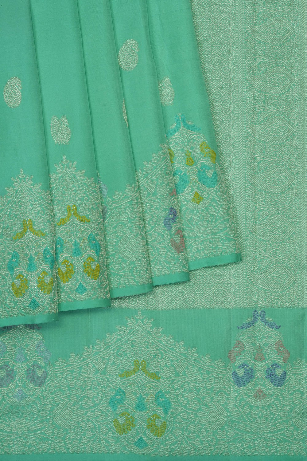 Image of Mint Green Arani Silk Saree