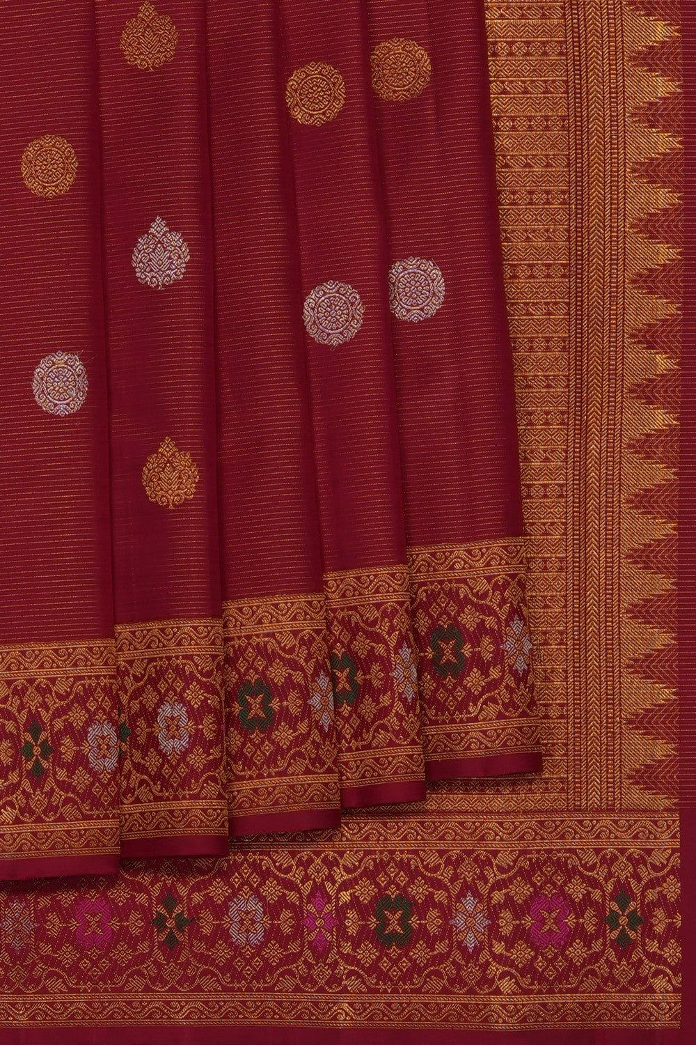 Image of Red Arani Silk Saree
