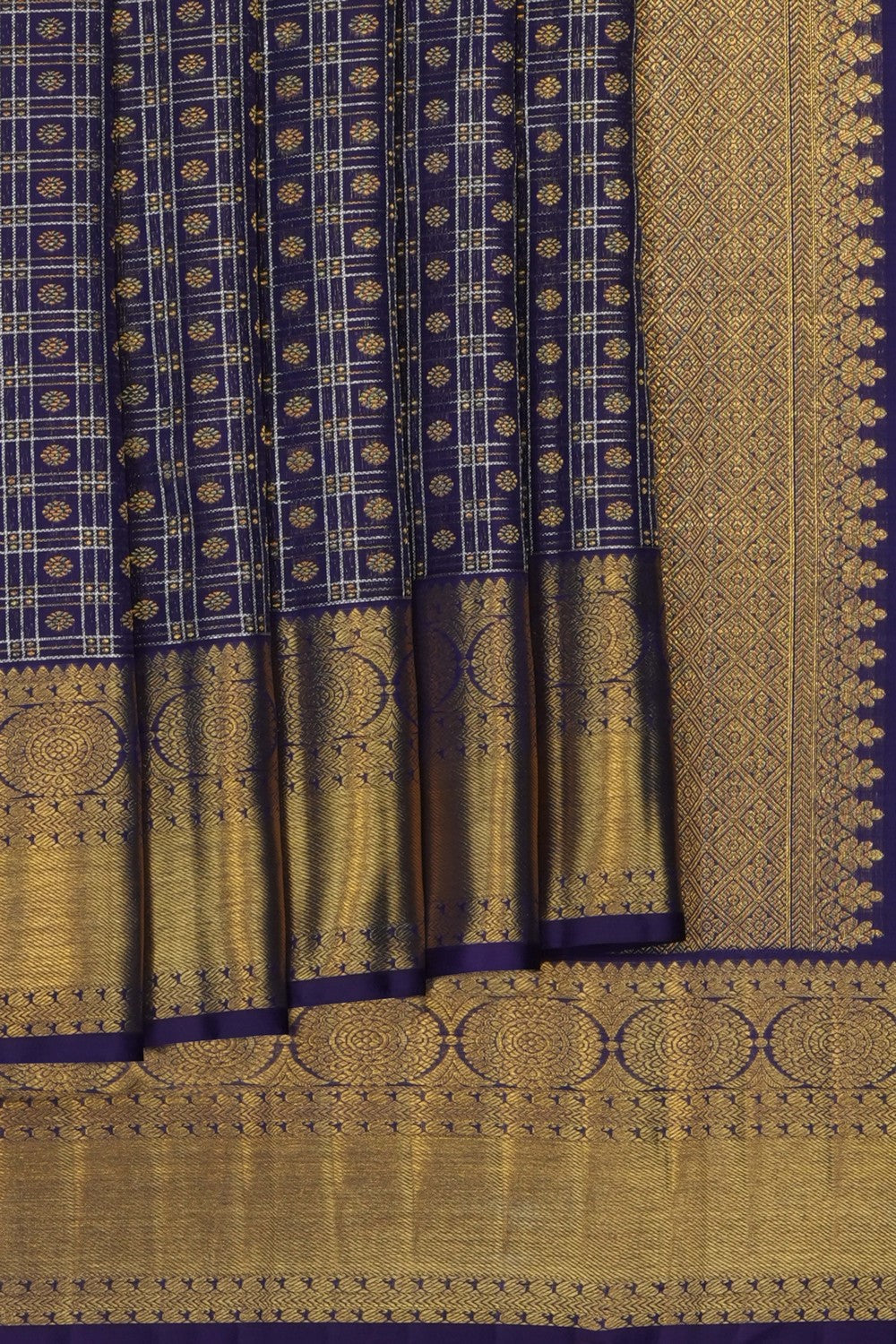 Image of Purple Arani Silk Kattam Saree