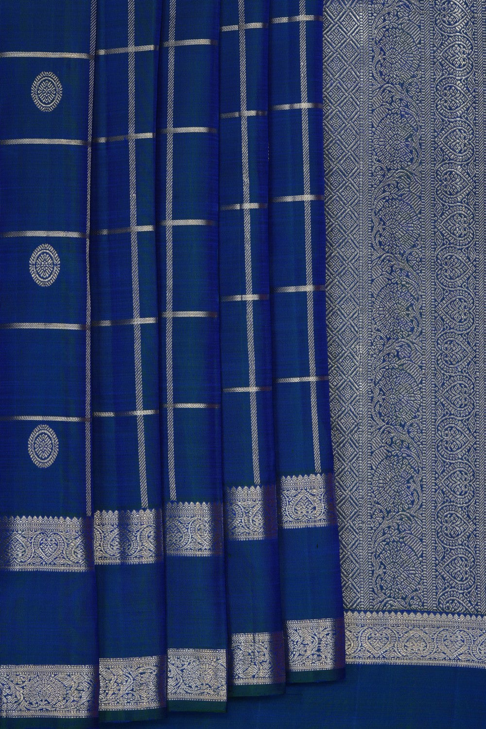 Image of Blue Arani Silk Kattam Saree
