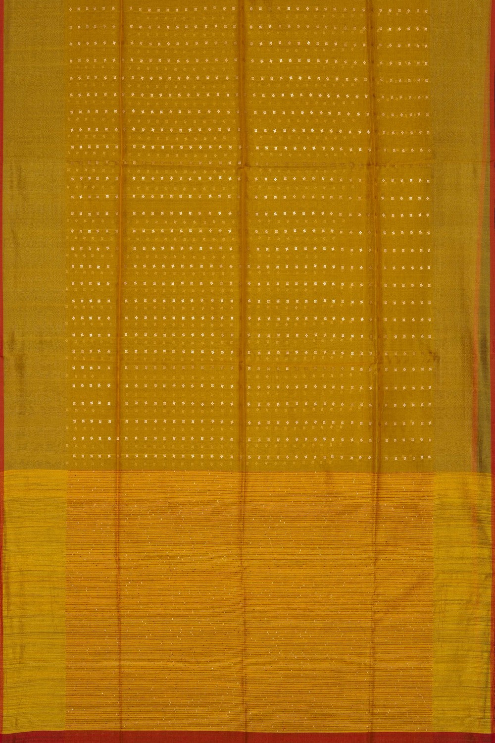 Image of Yellow Kora Embroidered Saree