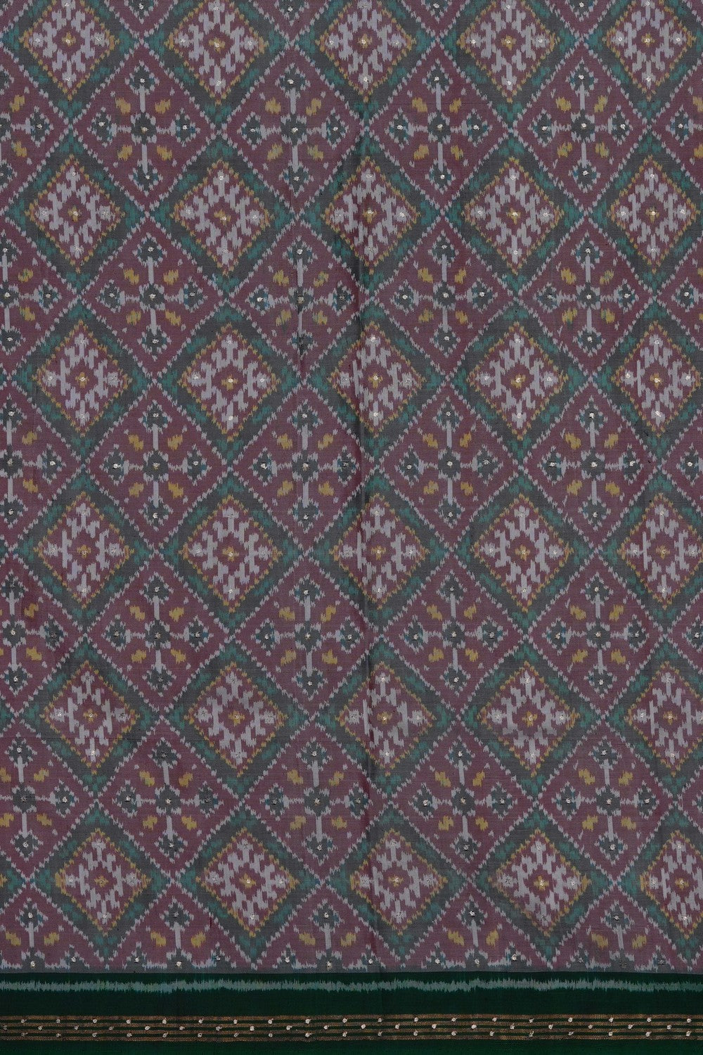 Image of Turquoise-Green Kora Embroidered Saree