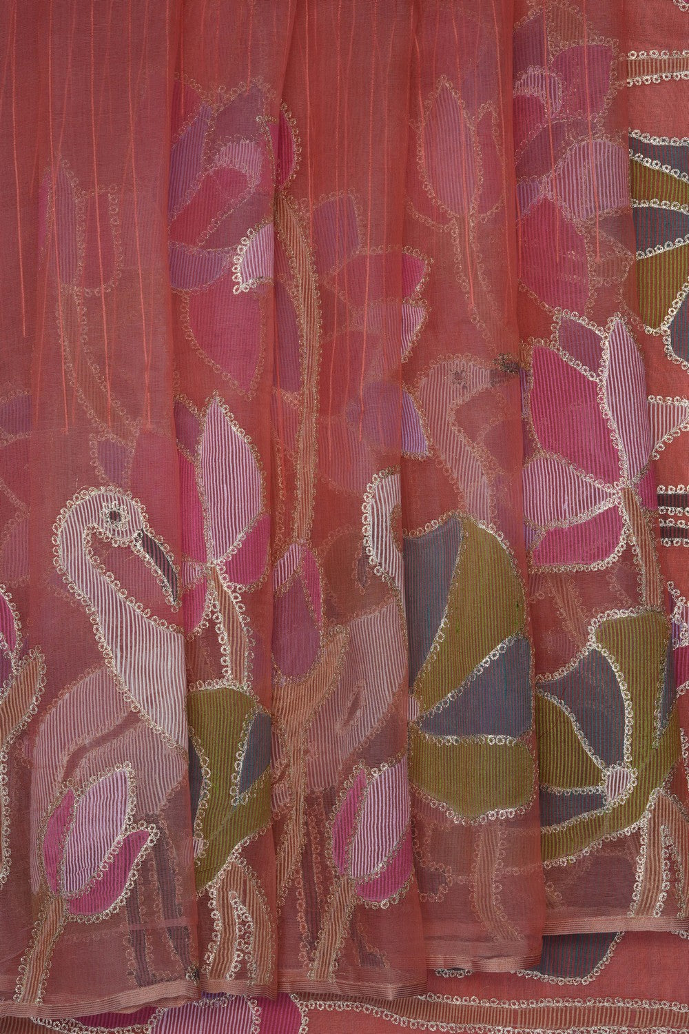 Image of Pink Kora Embroidered Saree