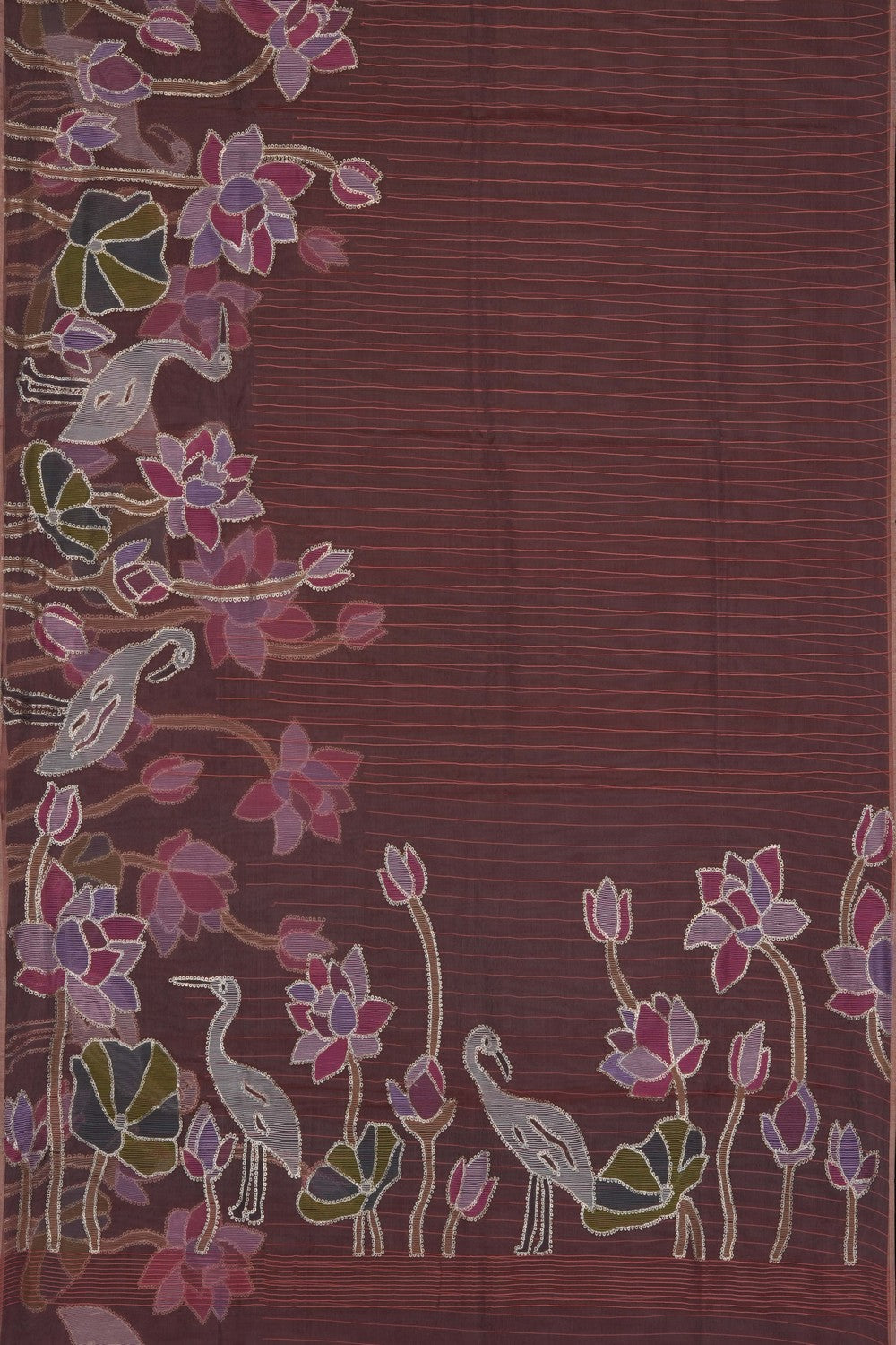 Image of Pink Kora Embroidered Saree