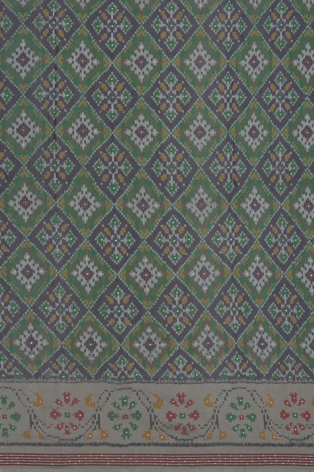 Image of Turquoise-Green Kora Embroidered Saree