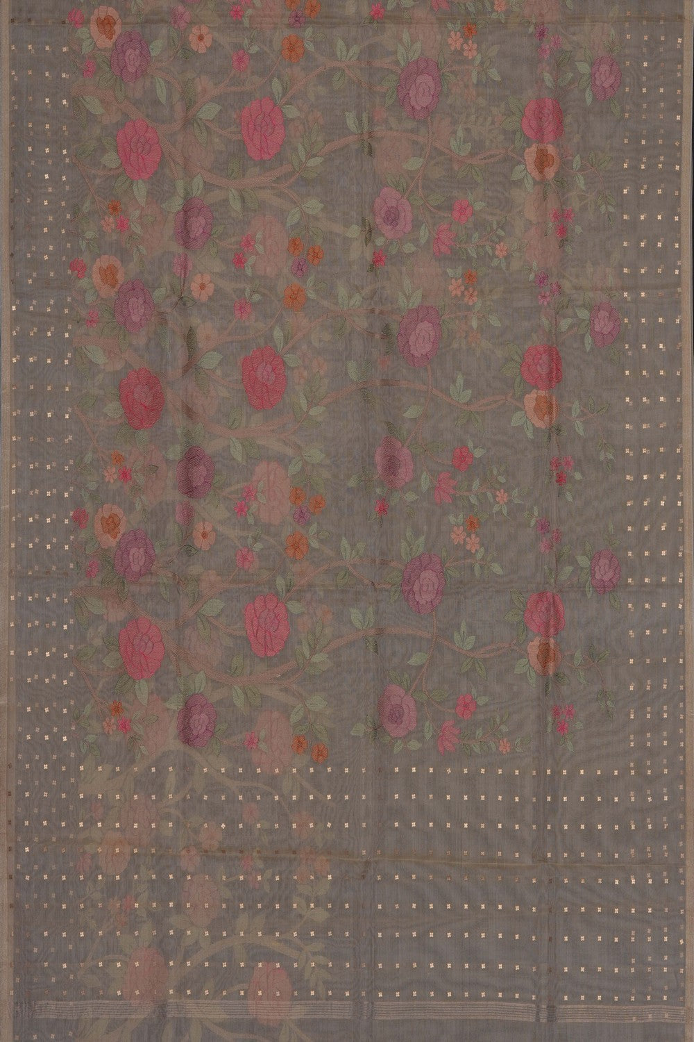 Image of Beige Kora Embroidered Saree