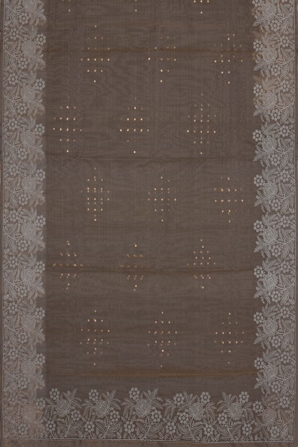 Image of Peach Kora Embroidered Saree