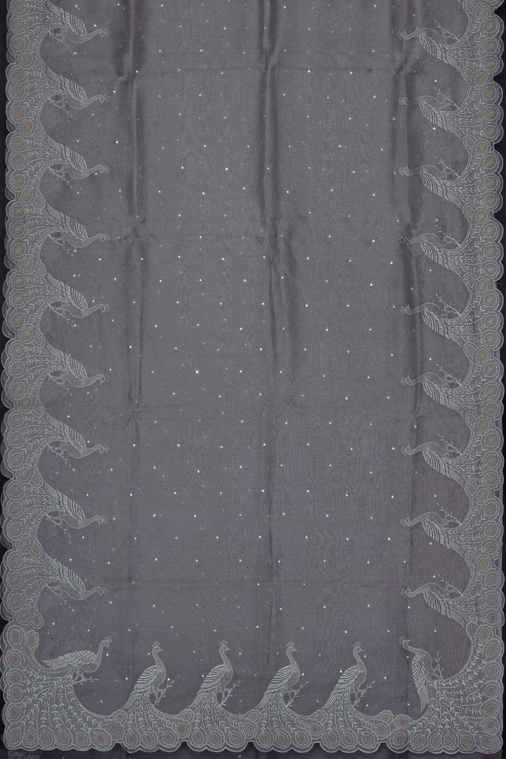 Image of Grey Kora Embroidered Saree