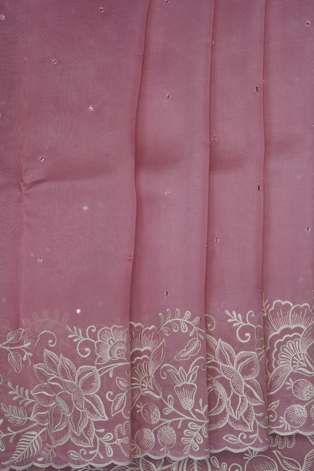 Image of Pink Kora Embroidered Saree
