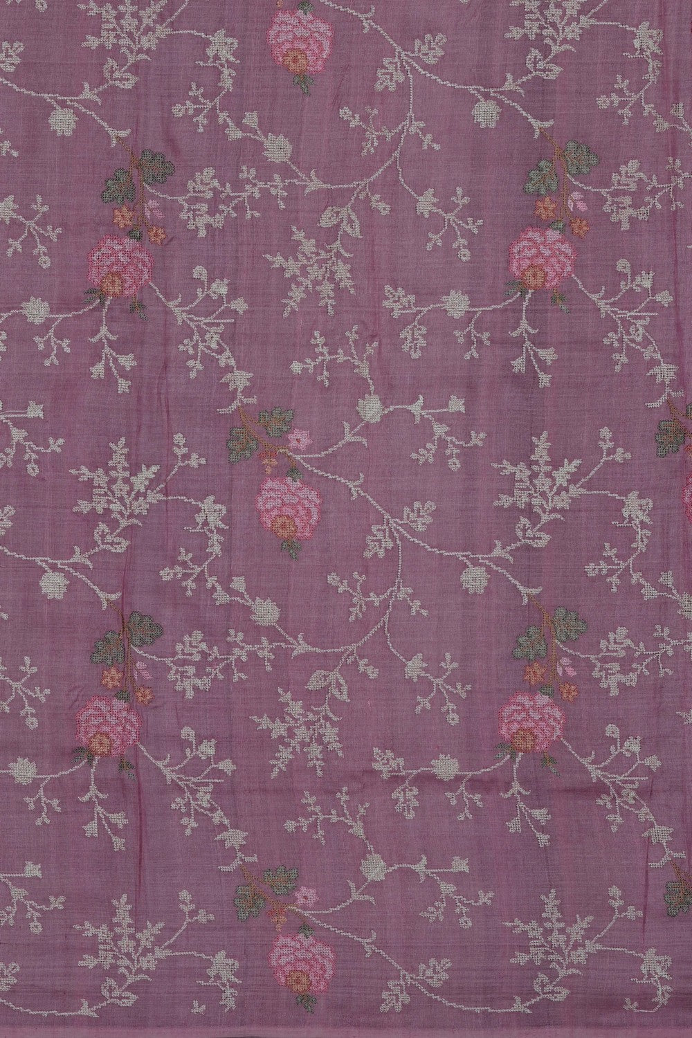 Image of Pink Kora Embroidered Saree