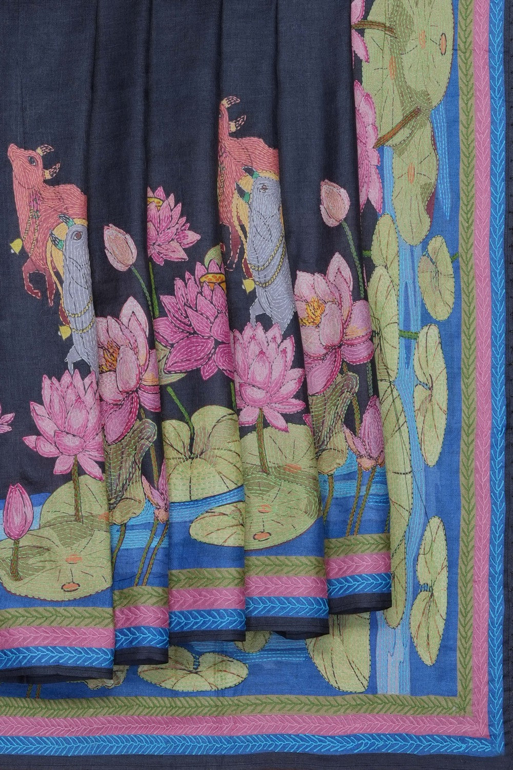Image of Black Tussar Silk Saree