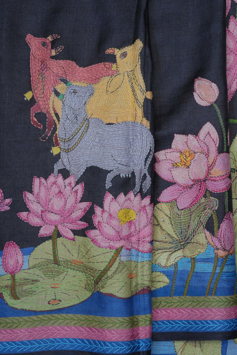 Image of Black Tussar Silk Saree