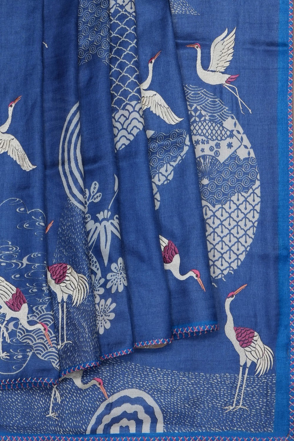 Image of Smoky Blue Tussar Silk Saree