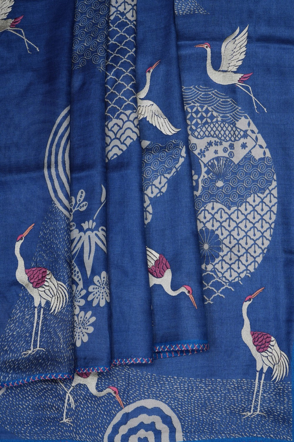 Image of Smoky Blue Tussar Silk Saree