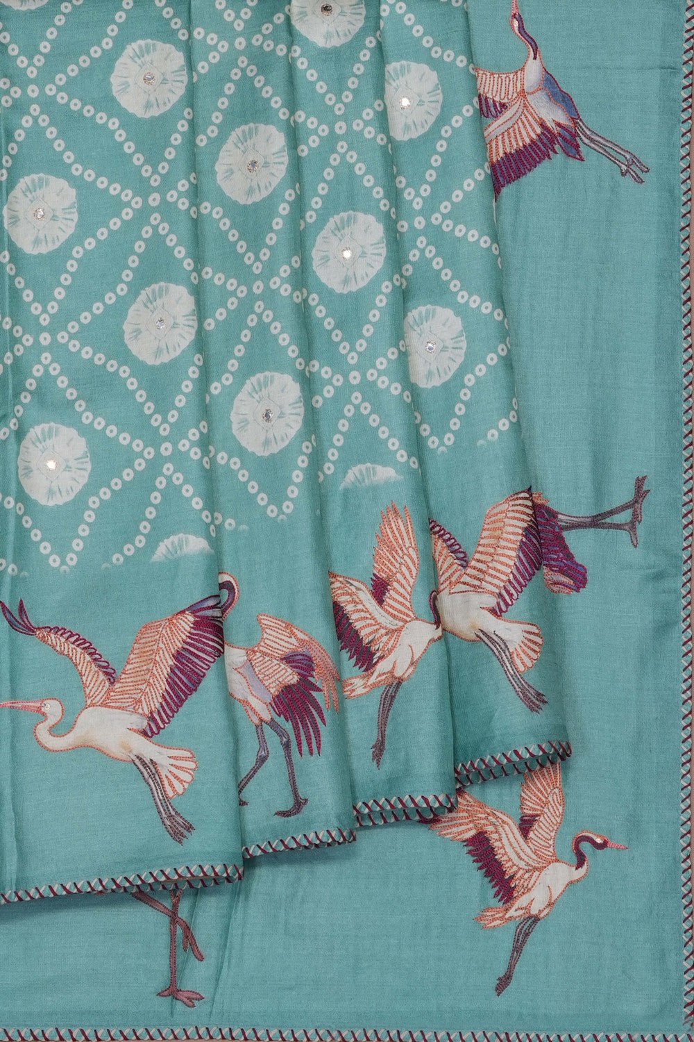 Image of Sea Green Tussar Silk Saree