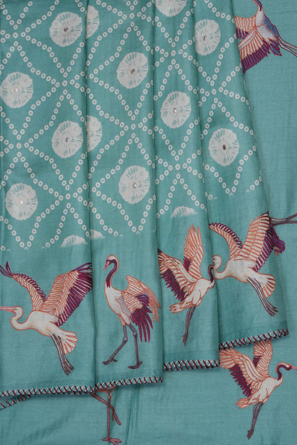 Image of Sea Green Tussar Silk Saree