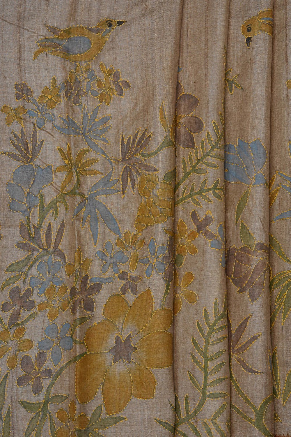 Image of Beige Tussar Silk Saree
