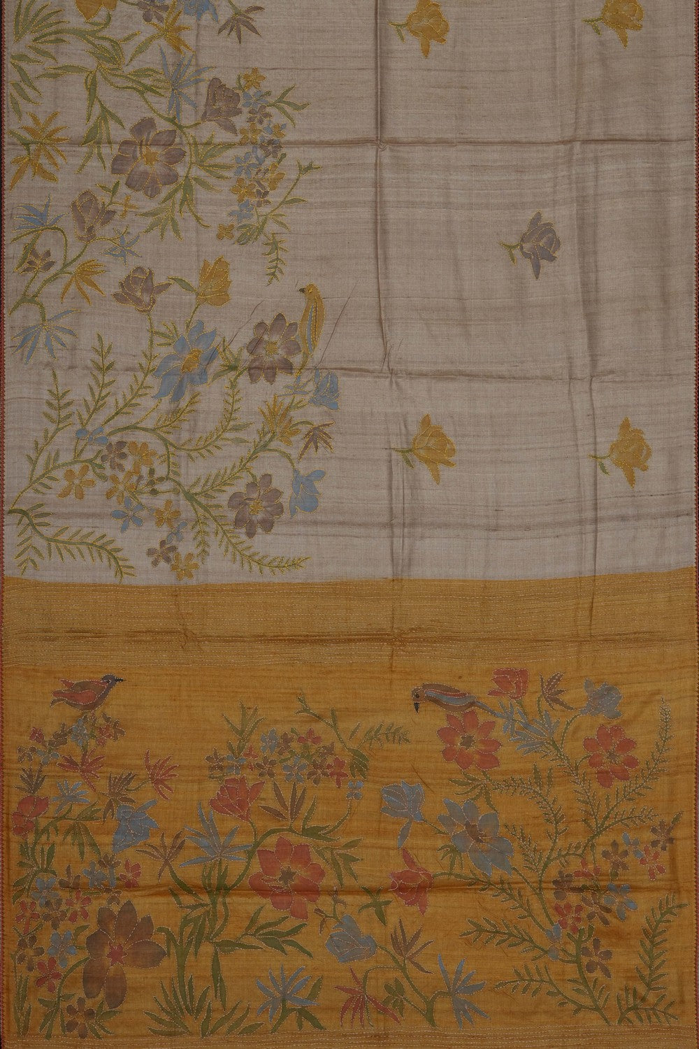 Image of Beige Tussar Silk Saree