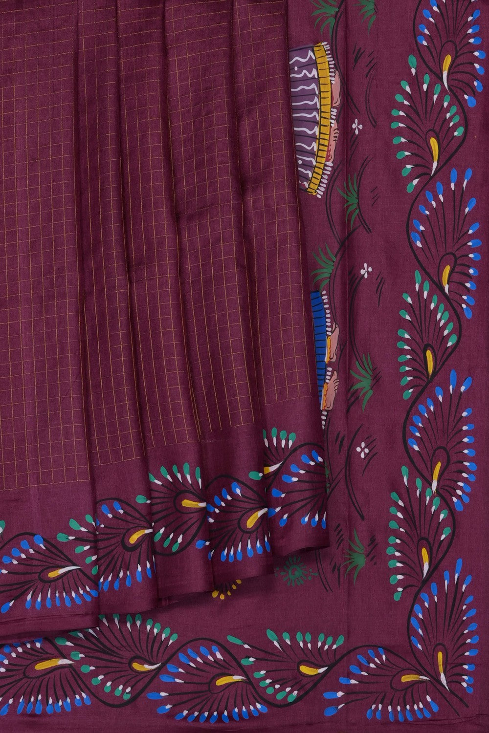 Image of Plum-Pink Tussar Silk Saree