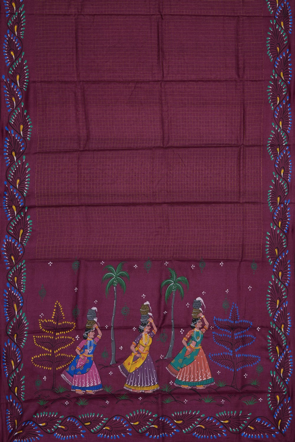 Image of Plum-Pink Tussar Silk Saree