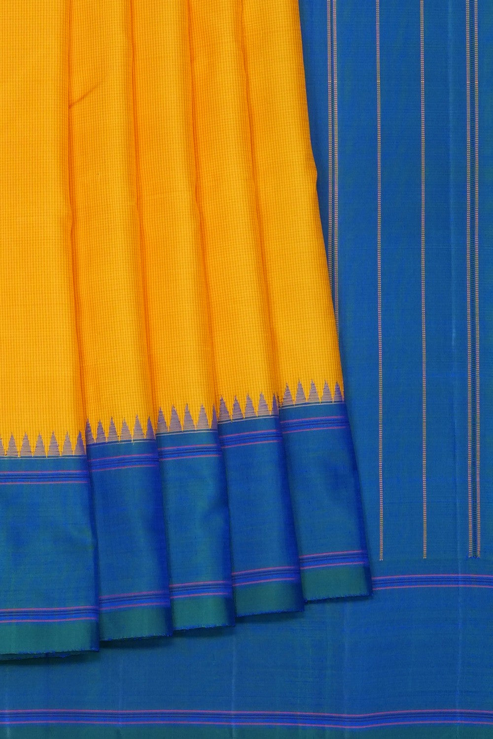 Image of Yellow Arani Silk Kattam Saree