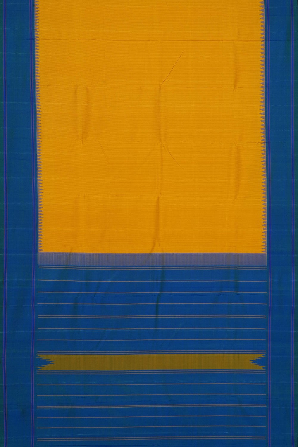 Image of Yellow Arani Silk Kattam Saree