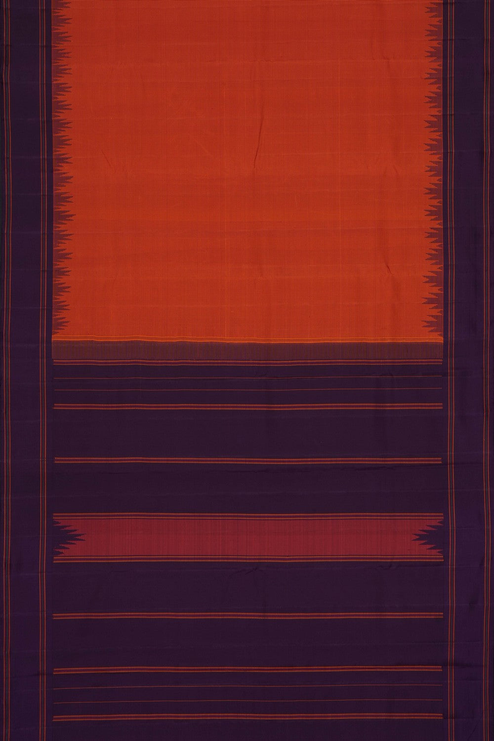 Image of Orange Arani Silk Kattam Saree