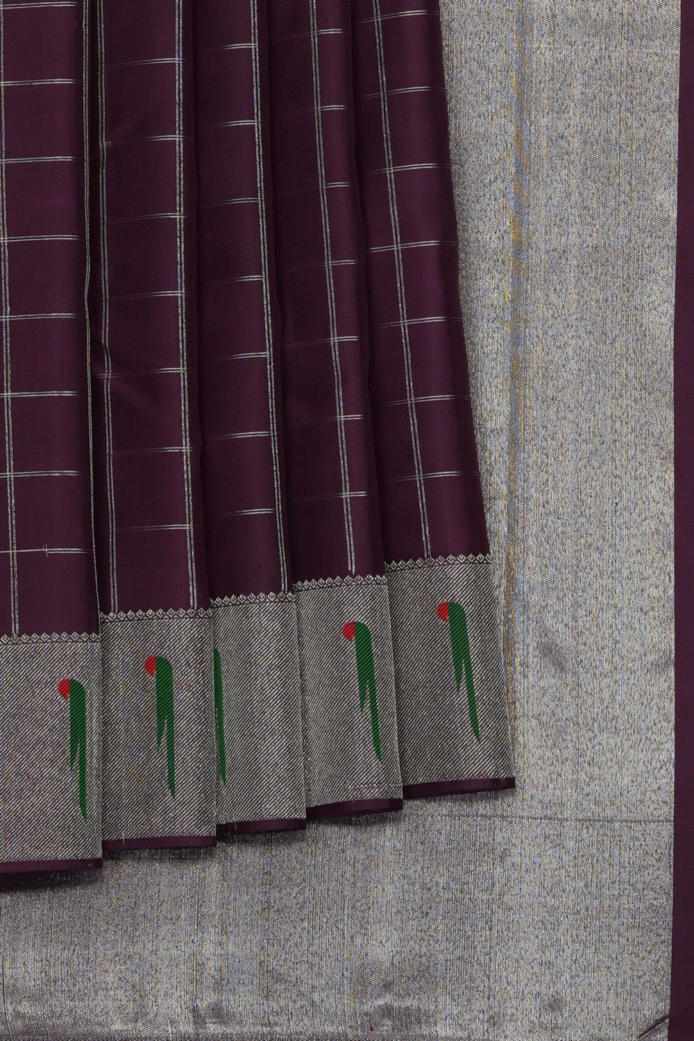 Image of Violet Arani Silk Kattam Saree
