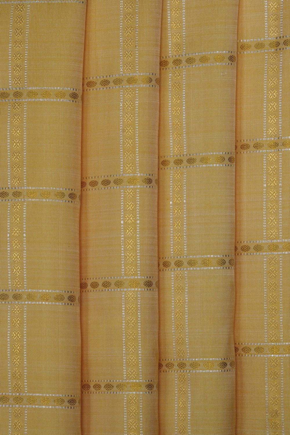 Image of Cream Kanjivaram Silk Kattam Saree