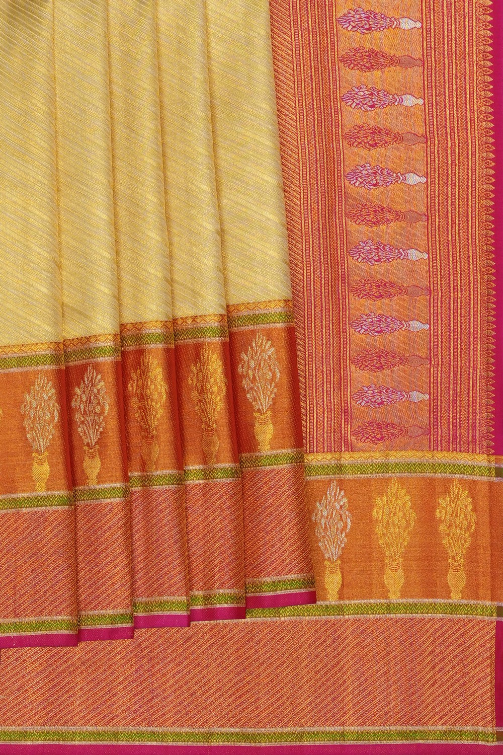 Image of Gold Kanjivaram Silk Brocade Saree