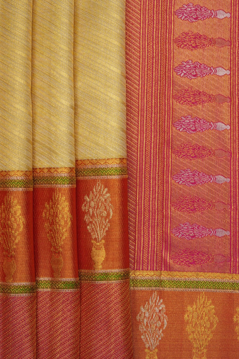 Image of Gold Kanjivaram Silk Brocade Saree