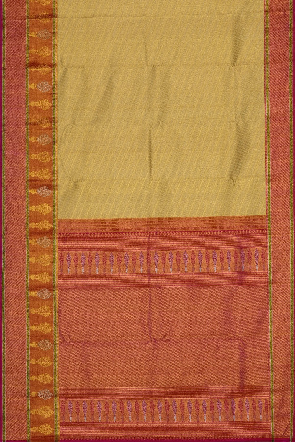 Image of Gold Kanjivaram Silk Brocade Saree
