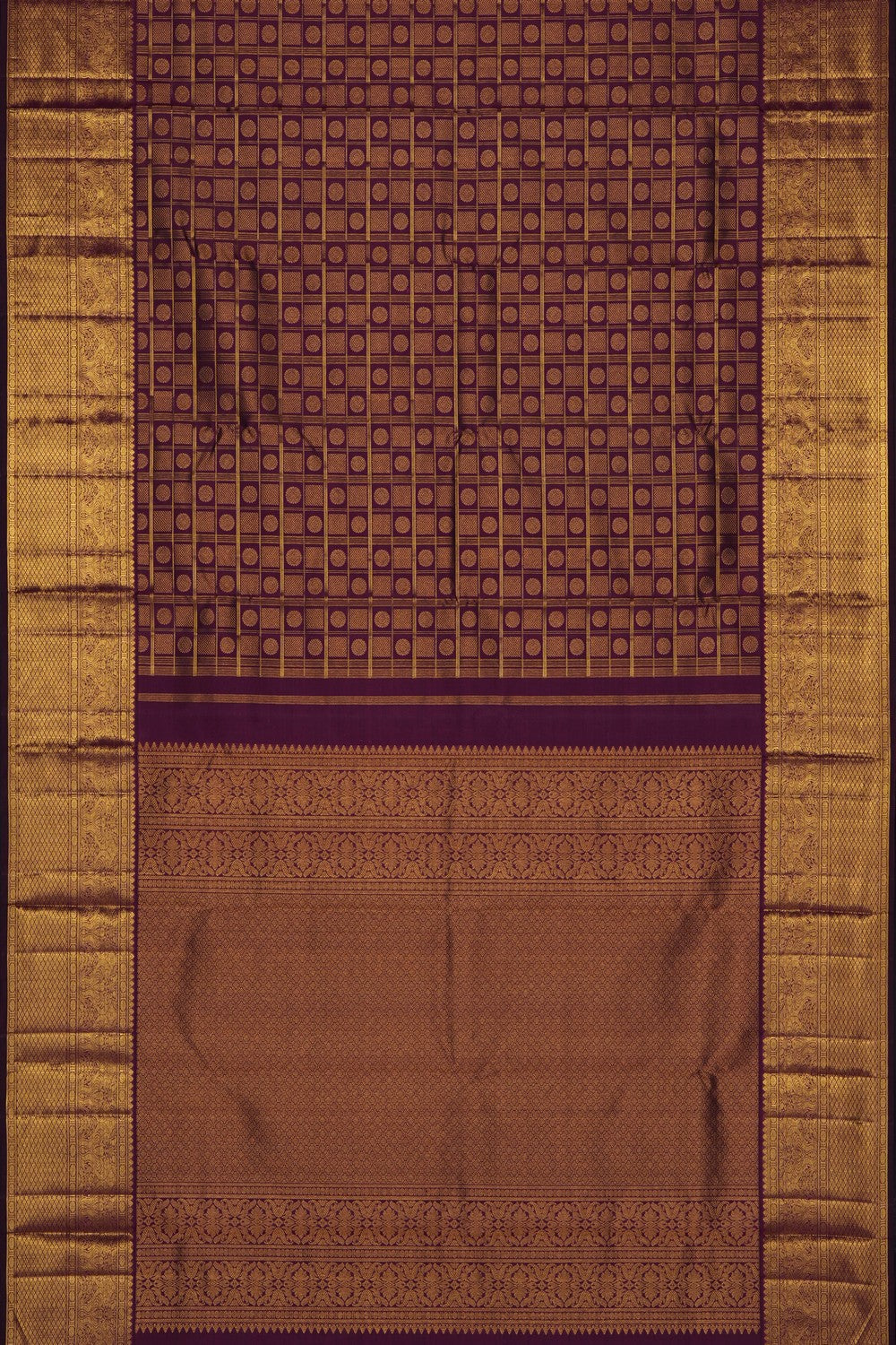 Image of Violet Vintage Kanjivaram silk Kattam Saree