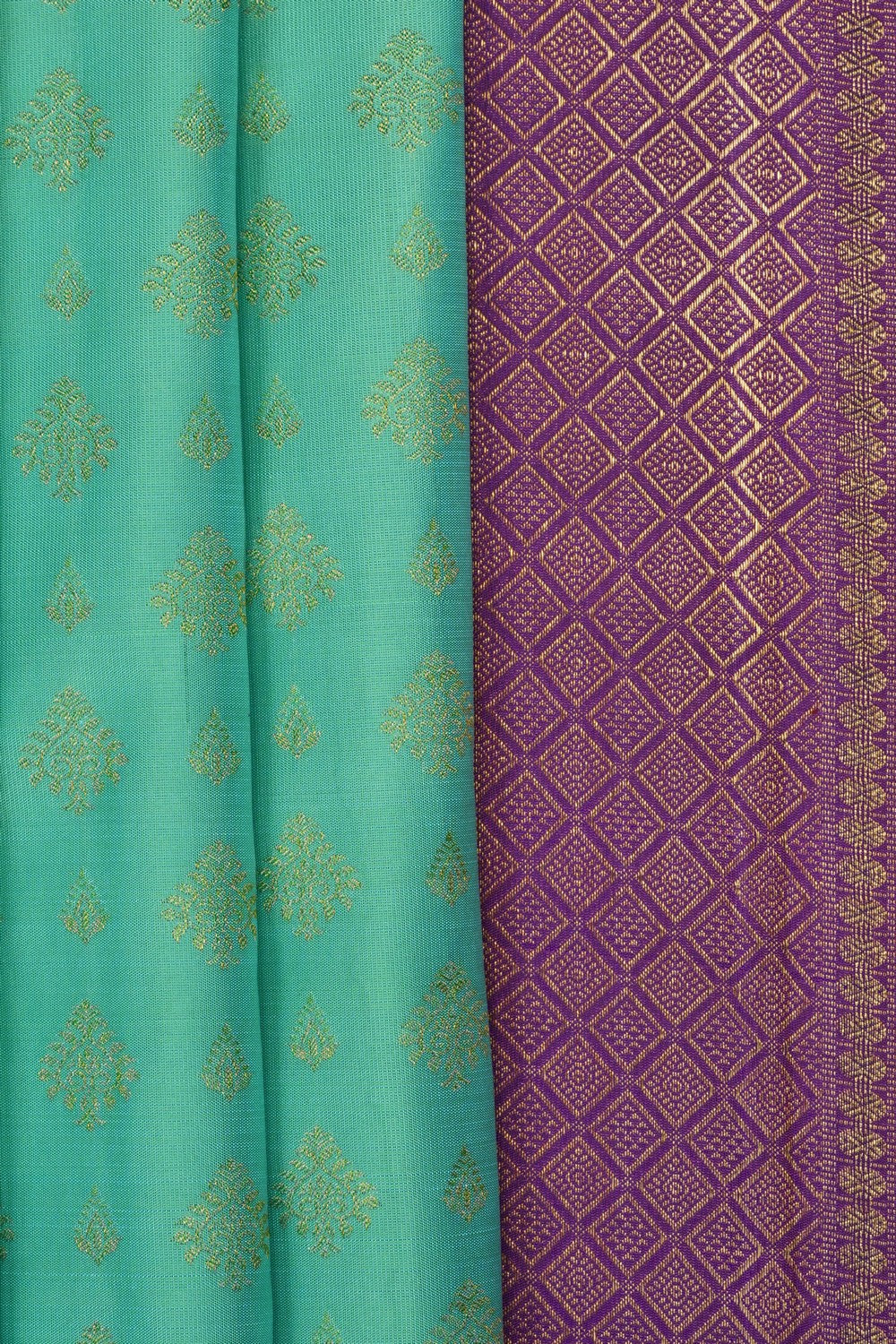 Image of Sea-Green Kanjivaram Silk Saree