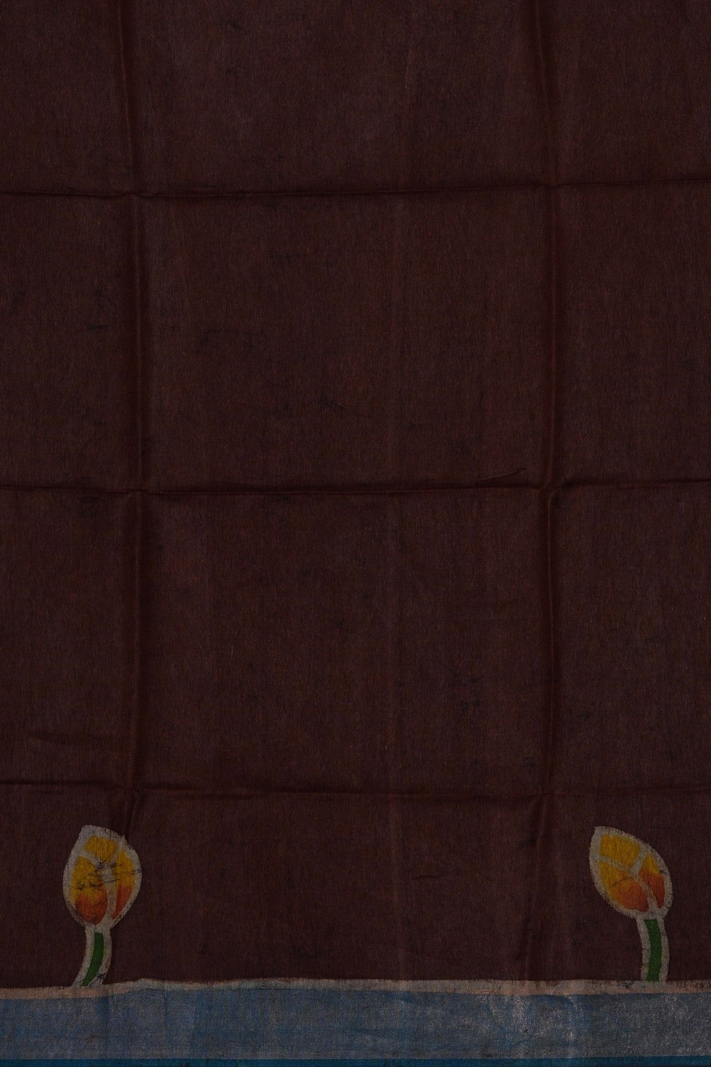 Image of Tussar Silk Saree With Batik Print