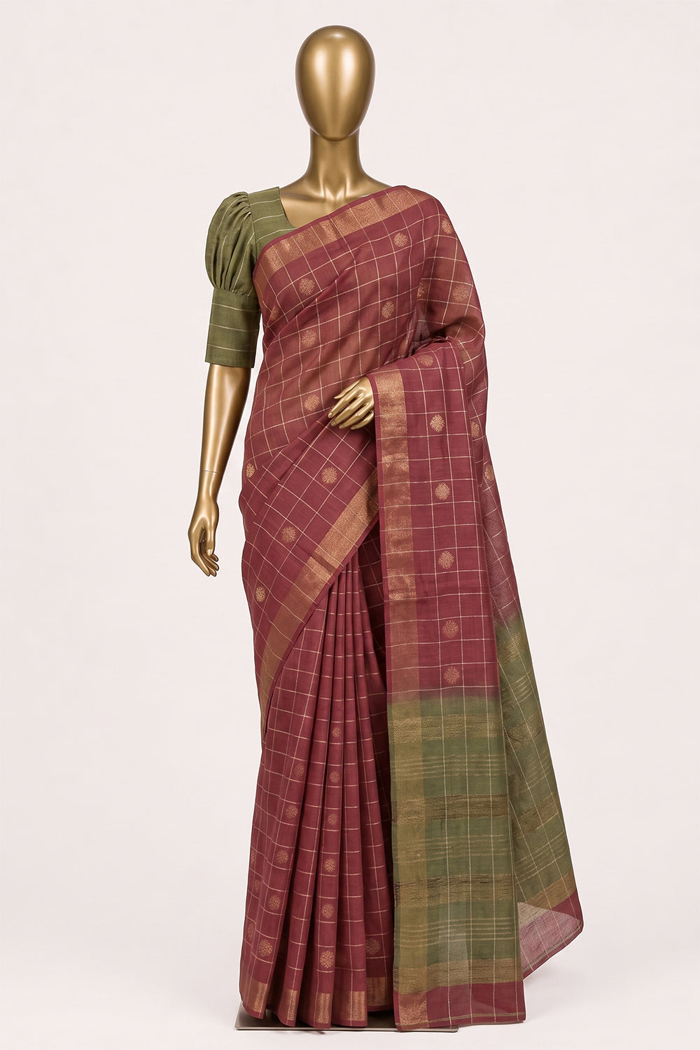 Image of Coral Red Desi Tussar Silk Saree