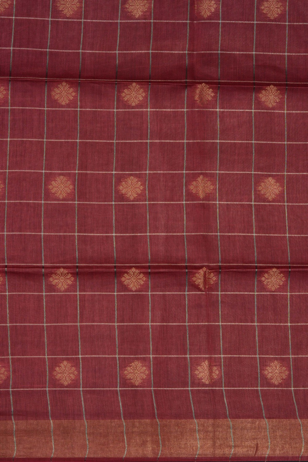 Image of Coral Red Desi Tussar Silk Saree